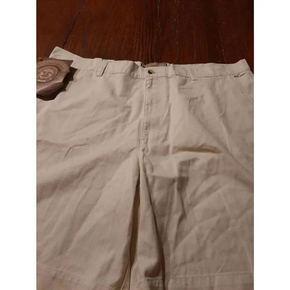 New Size 40 Steve & Barry's High Waist Classic Chino Cotton Khaki Tan Shorts NWT